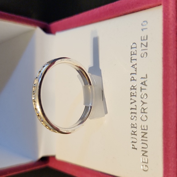 Sparkle Allure Stackable Eternity Crystal Pure Silver Over Brass Band - Picture 4 of 5